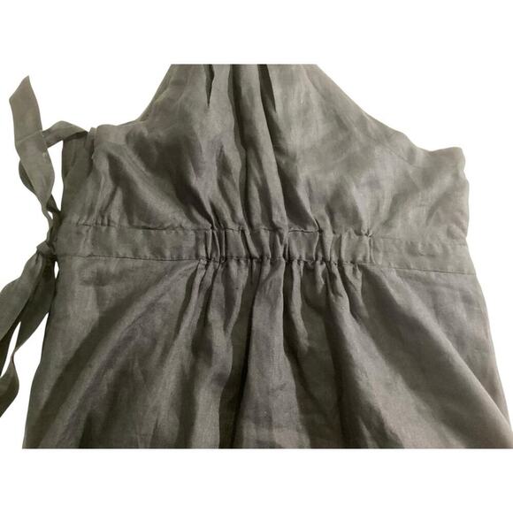 Anthropologie one shoulder linen wrap preppy dress size 16 black - Picture 7 of 11